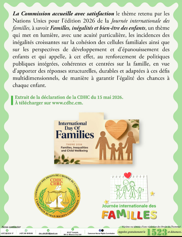 Journée internationale des familles : la CDHC alerte sur les inégalités et les violences faites aux enfants screenshot 20260516 175041